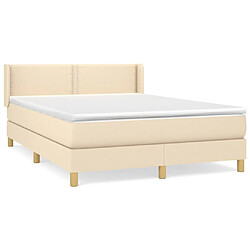 vidaXL Sommier à lattes de lit avec matelas Crème 140x190 cm Tissu