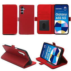 Xeptio Housse rouge pour Samsung Galaxy A55 5G Etui de Protection Portefeuille à Rabat avec Porte Cartes