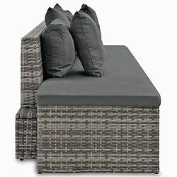 Acheter vidaXL Salon de jardin 4 pcs avec coussins Résine tressée Gris