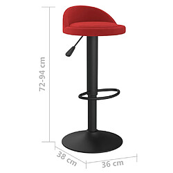 vidaXL Tabourets de bar lot de 2 rouge bordeaux velours pas cher