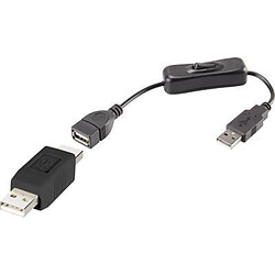 Renkforce USB-Kabel USB 2.0 USB-A Stecker, USB-A Stecker 25.00 cm Schwarz inkl. Ein/Aus-Schalter, vergoldete Steckkontakte RF-3346616 (RF-3346616)