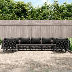 vidaXL Salon de jardin 7 pcs avec coussins anthracite acier