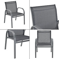 Salon de Jardin de 4 Meubles Gagra Acier PVC Polyester Noir Gris Foncé [en.casa] pas cher