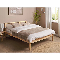 Beliani Lit double en bois clair 140 x 200 cm VANNES