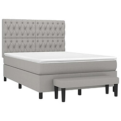 Avis Maison Chic Lit Adulte - Lit simple Lit à sommier tapissier avec matelas moelleux - Meuble de Chambre - Gris clair 140x200cm Tissu -MN60256