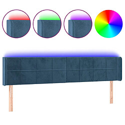 vidaXL Tête de lit à LED Bleu foncé 183x16x78/88 cm Velours