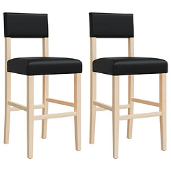 vidaXL Chaises de bar lot de 2 bois massif d'hévéa et similicuir