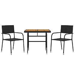 Avis Maison Chic Mobilier à dîner de jardin 3 pcs,Table et chaises d'extérieur Résine tressée Noir -GKD691701