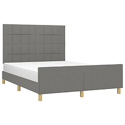 Avis Maison Chic Lit adulte - Cadre Structure de lit avec tête de lit Contemporain Gris foncé 140x190 cm Tissu -MN56494