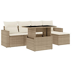 vidaXL Salon de jardin avec coussins 6 pcs beige résine tressée