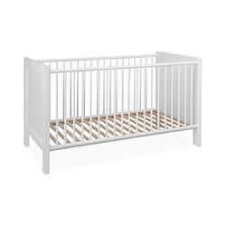 Acheter Mes Lit bébé 70x140 cm décor blanc avec sommier - LANDZY