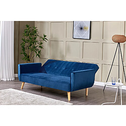 Avis Concept Usine Canapé scandinave convertible 3 places velours bleu nuit BERLIN