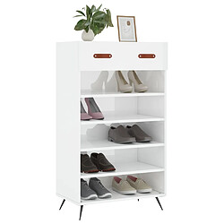 Avis Maison Chic Armoire à chaussure,Meuble à Chaussures Blanc brillant 60x35x105 cm Bois ingénierie -MN29935