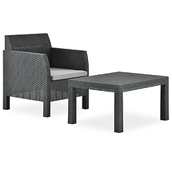 Maison Chic Salon de jardin 2 pcs avec coussins - Table et chaises d'extérieur - Mobilier/Meubles de jardin Moderne PP Rotin Anthracite -MN73304