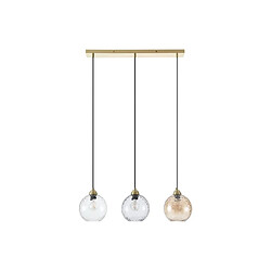 Vente-Unique Lustre en métal et verre fumé - 3 globes - L. 80 x H. 120 x P. 20 cm - Doré - SUSANNE