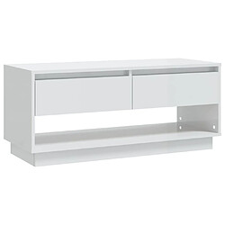 Maison Chic Meuble TV scandinave - Banc TV pour salon Blanc brillant 102x41x44 cm Aggloméré -MN79676