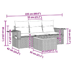 Acheter vidaXL Salon de jardin 4 pcs avec coussins noir résine tressée