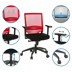 Avis Hjh Office Siège de bureau / Fauteuil de direction PORTO BASE, assise tissu / dossier maille noir / rouge