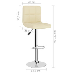 vidaXL Tabouret de bar Crème Tissu pas cher