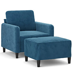 vidaXL Fauteuil avec repose-pied Bleu 60 cm Velours