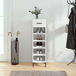 Maison Chic Armoire à chaussure 30x35x105 cm,Meuble à Chaussures Blanc brillant Bois ingénierie -MN62689