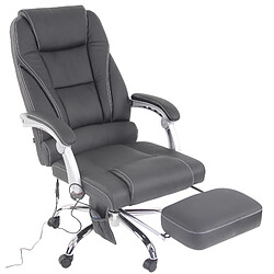 Decoshop26 Fauteuil de bureau avec fonction massage et repose-pieds ajustables en véritable cuir noir 10_0002575