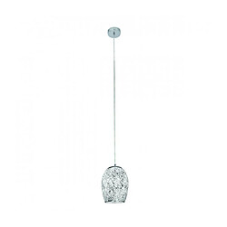 Searchlight Suspension 1 ampoule Crackle, en chrome et verre blanc