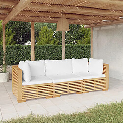 vidaXL Salon de jardin 3 pcs avec coussins Bois de teck solide