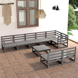 Maison Chic Ensemble de salle à manger de jardin 9 pcs,Table et chaises d'extérieur gris bois de pin massif -GKD594045