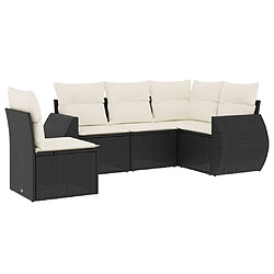 Maison Chic Salon de jardin 5 pcs avec coussins | Ensemble de Table et chaises | Mobilier d'Extérieur noir résine tressée -GKD11657