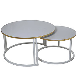 Jeu de 2 tables Alexandra House Living Blanc Gris Bois 80 x 43 x 80 cm