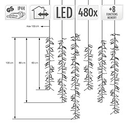 Ecd Germany Guirlande Lumineuse LED avec 480 LED, Blanc Chaud, avec 8 Modes d'Éclairage + Minuterie, IP44, Intérieur/Extérieur, Alimenté par Courant, Rideau Lumineux, Décoration Noël Pluie Glacée pas cher