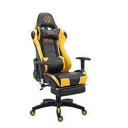 Decoshop26 Fauteuil de bureau ergonomique dossier réglable avec repose-pieds synthétique noir/jaune BUR10133