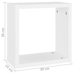 vidaXL Étagères cube murales 2 pcs Blanc 30x15x30 cm pas cher