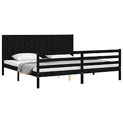 Acheter Maison Chic Lit adulte - Cadre Structure de lit avec tête de lit Contemporain noir 200x200 cm bois massif -MN95096