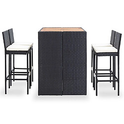 vidaXL Ensemble de bar 5 pcs Résine tressée et bois d'acacia Noir