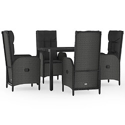 Maison Chic Mobilier à dîner 5 pcs de jardin avec coussins - Ensemble table et chaises d'extérieur - Salon/Mobilier de jardin classique Noir Résine tressée -MN62963