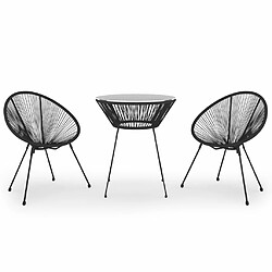 Ensemble salle à manger de jardin 3 pcs,Table et chaise à dîner d'extérieur Rotin PVC Noir -MN35803