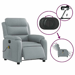 Maison Chic Fauteuil Relax pour salon, Fauteuil de massage inclinable électrique gris clair tissu -GKD25270 pas cher