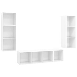 vidaXL Ensemble de meubles TV 3 pcs Blanc brillant Bois d'ingénierie