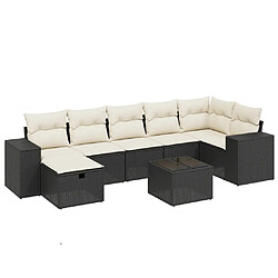 Maison Chic Ensemble Tables et chaises d'extérieur 8 pcs avec coussins,Salon de jardin noir résine tressée -GKD182698