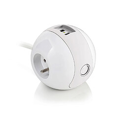 Watt & Co Multiprise Multimédia WATTBALL 2P 16A + 1P 6A + USB 2.1A - Blanche