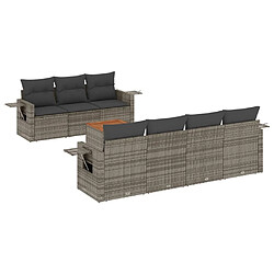 Maison Chic Salon de jardin 8 pcs avec coussins | Ensemble de Table et chaises | Mobilier d'Extérieur gris résine tressée -GKD99917