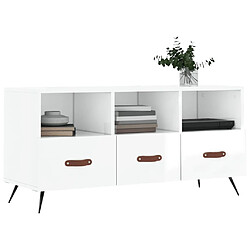 Avis Maison Chic Meuble TV scandinave - Banc TV pour salon Blanc brillant 102x36x50 cm Bois d'ingénierie -MN71680