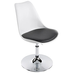 Alterego Chaise moderne pivotante 'QUEEN' réglable blanche et noir