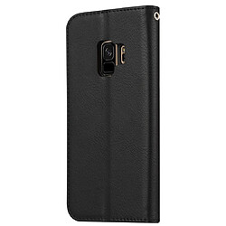 Wewoo Housse Coque Étui en cuir à rabat horizontal avec texture pour la peau Galaxy S9avec cadre photoporte-cartes et emplacements cartes noir