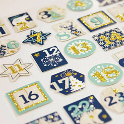 Youdoit 25 stickers pour calendrier de l'Avent effet bois - Paillettes dorées