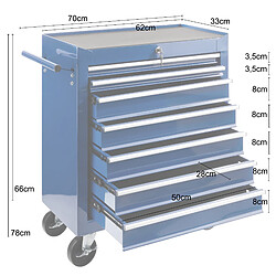 AREBOS Servante Caisse à Outils D’Atelier 7 Tiroirs Tools Chest Chariot Bleu pas cher