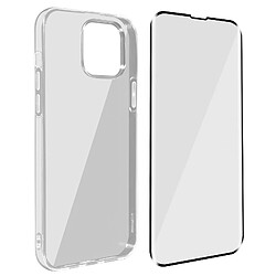 Avizar Coque iPhone 13 Pro Max Silicone Souple Film Verre Trempé 9H Transparent