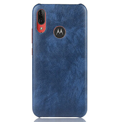 Wewoo Coque Rigide Pour Motorola Moto E6 Plus antichoc PC Texture + Litchi Bleu